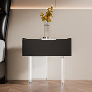 Luxury Smart Nightstand Bedside Table with Scratch-Resistant Leather & LED Lighting